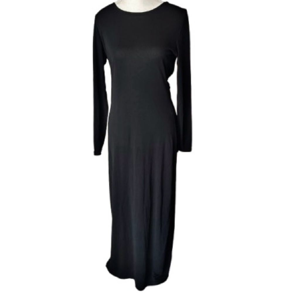 Sandro Paris Draped Black Dress Designer Maxi Midi Evening Long Open Back 8 10 - Picture 8 of 15